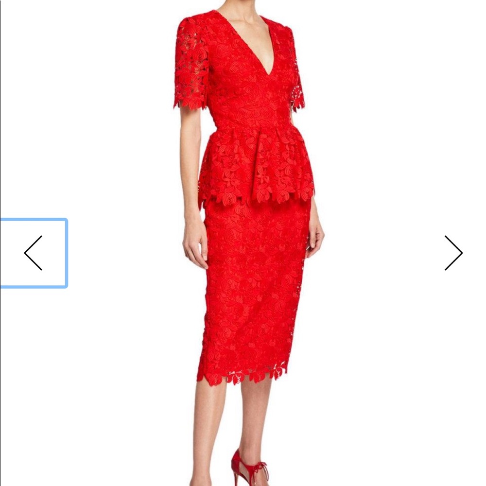 Red lace peplum dress